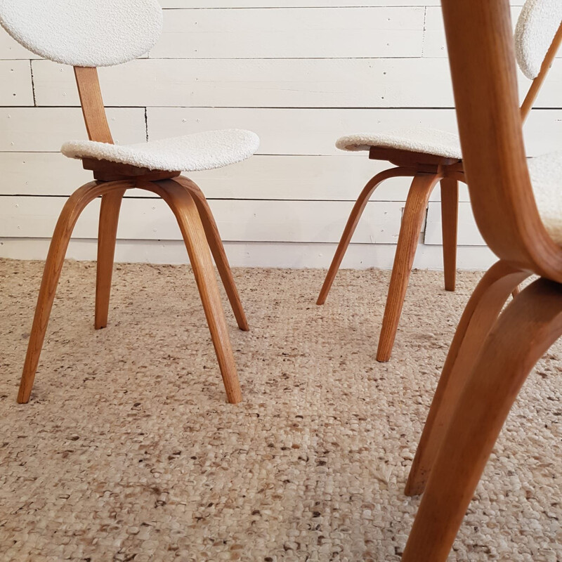 Set of 4 vintage chairs Bow-Wood n 3 by Steiner, France 1950s