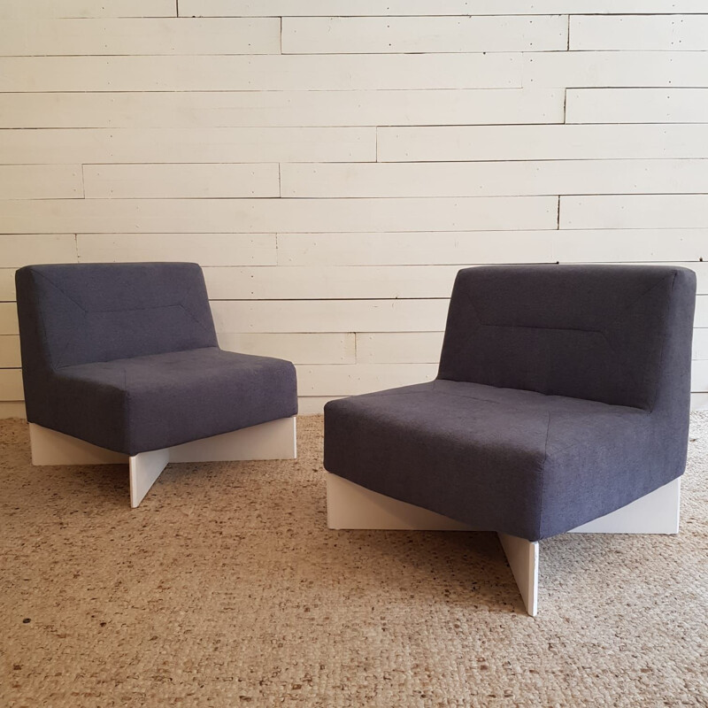 Pair of vintage low chairs Capitol by Pierre Guariche for Huchers Minvielle, France 1960