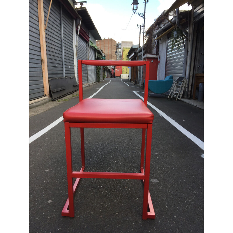 Set of 8 vintage chairs red 1980s