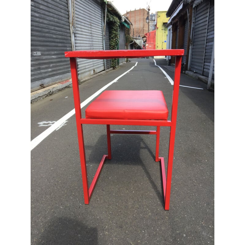 Set de 8 chaises vintage rouges 1980s