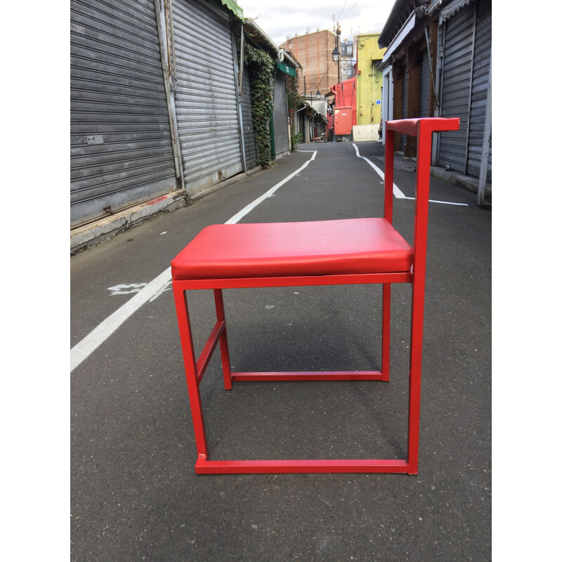 Set of 8 vintage chairs red 1980s