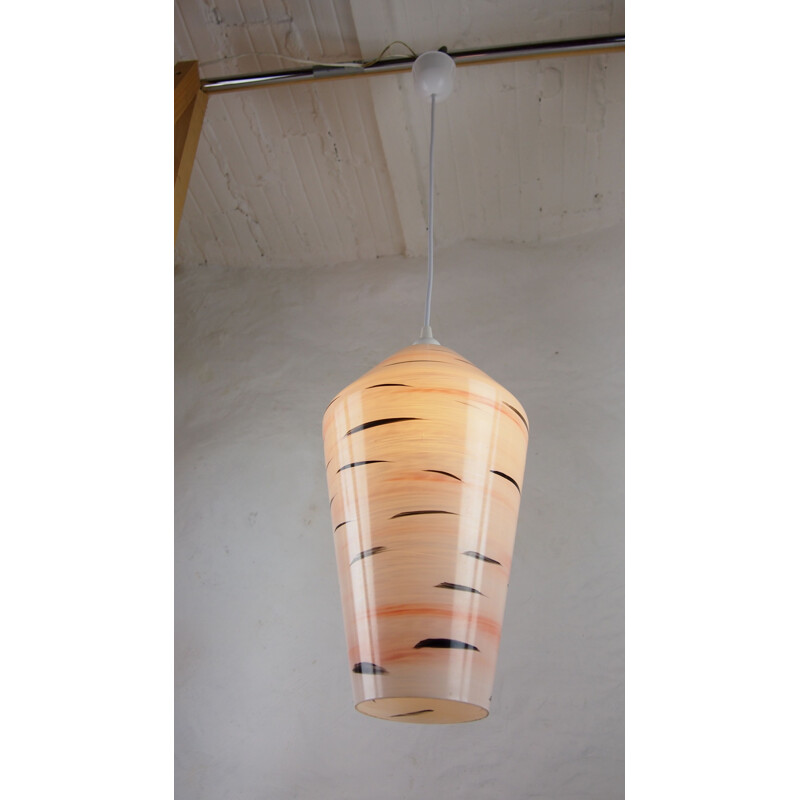 Vintage hanging lamp Lunel in painted glass