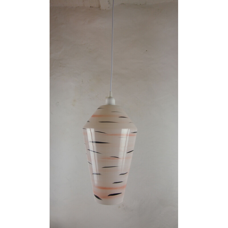 Vintage hanging lamp Lunel in painted glass