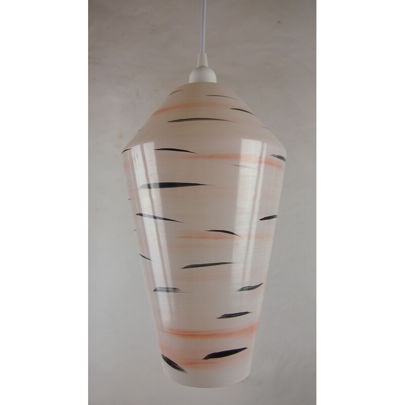 Vintage hanging lamp Lunel in painted glass