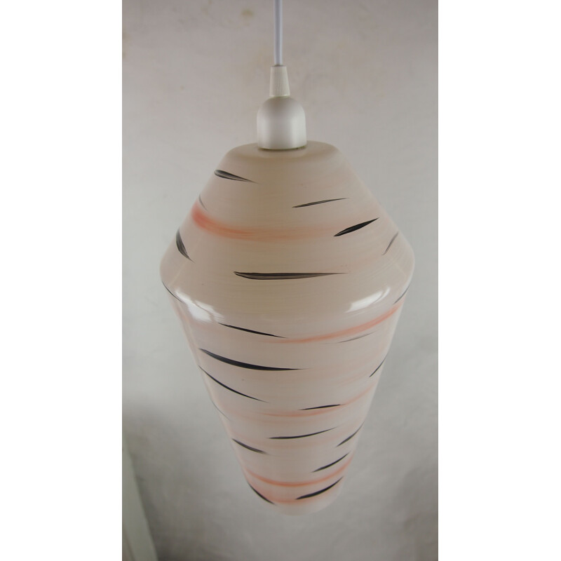 Vintage hanging lamp Lunel in painted glass