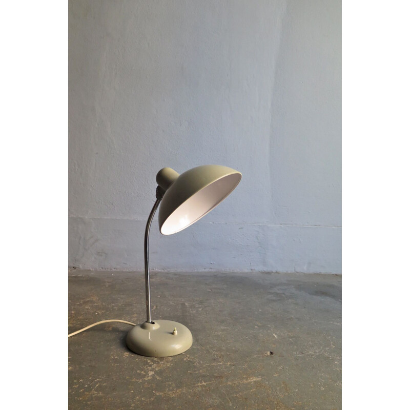 Lampe de bureau vintage en chrome et métal gris