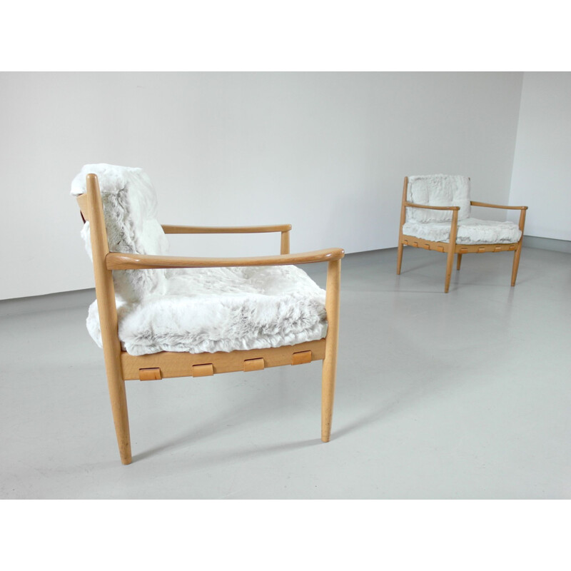 Une paire de fauteuils lounge vintage par Eric Merthen, Suède, 1964