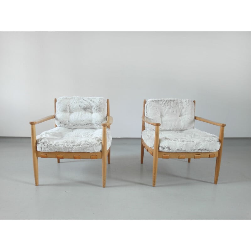 Une paire de fauteuils lounge vintage par Eric Merthen, Suède, 1964