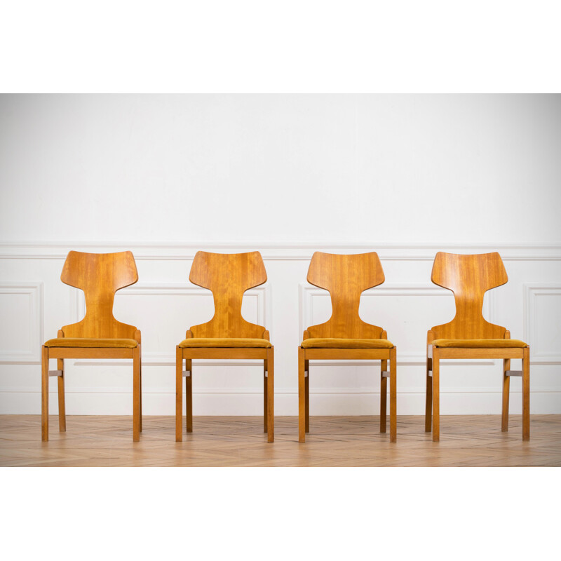 Ensemble de 4 chaises vintage pour Meredew en bois 1960