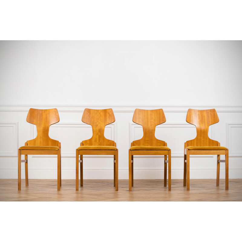 Set of 4 vintage chairs for Meredew in wood 1960