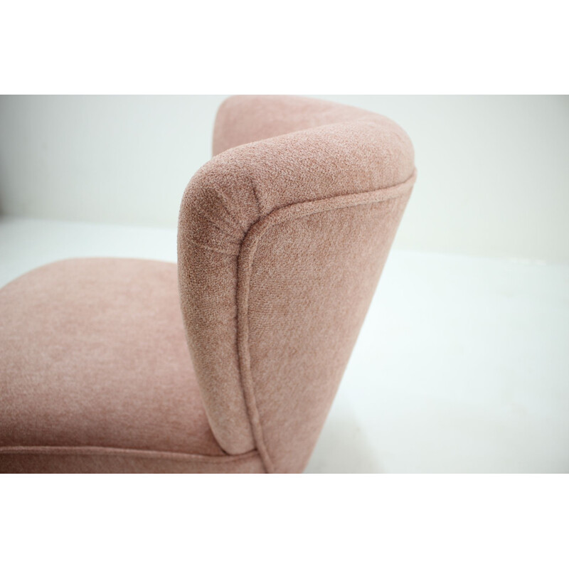 Vintage armchair pink Czechoslovakia 1950s 