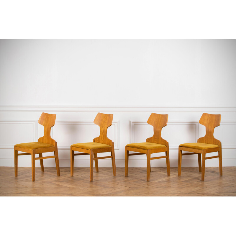 Set of 4 vintage chairs for Meredew in wood 1960