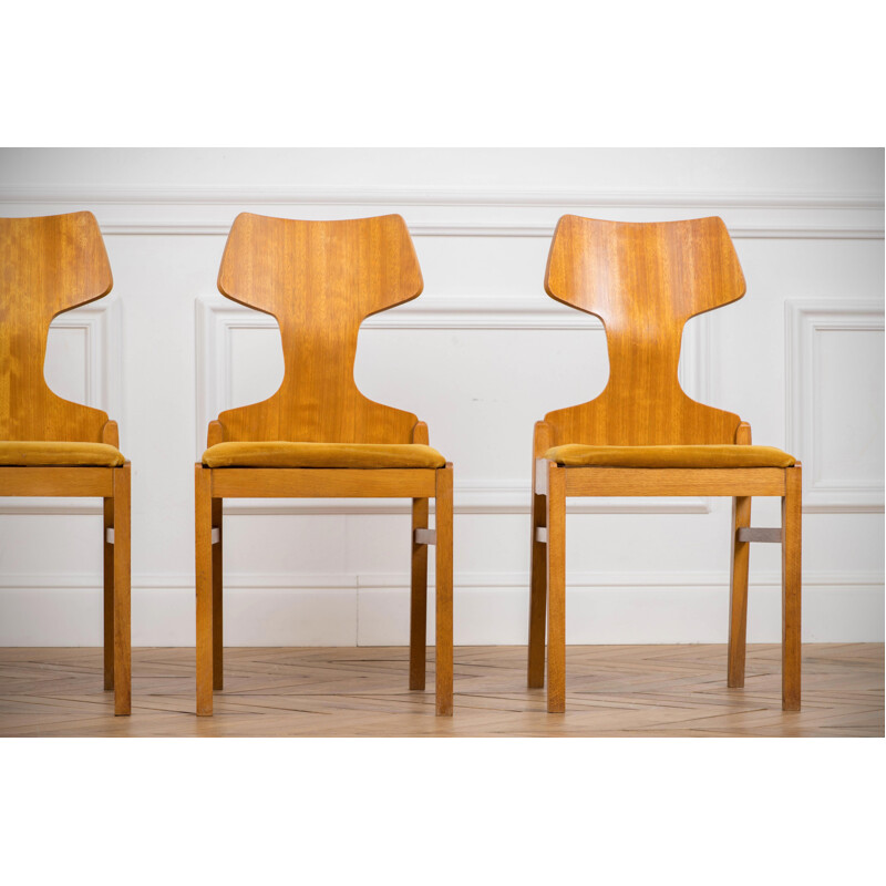 Set of 4 vintage chairs for Meredew in wood 1960