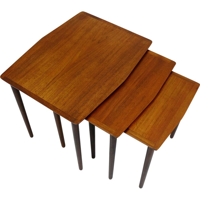 Ensemble de 3 Tables gigognes Vintage en teck, Danemark années 1960