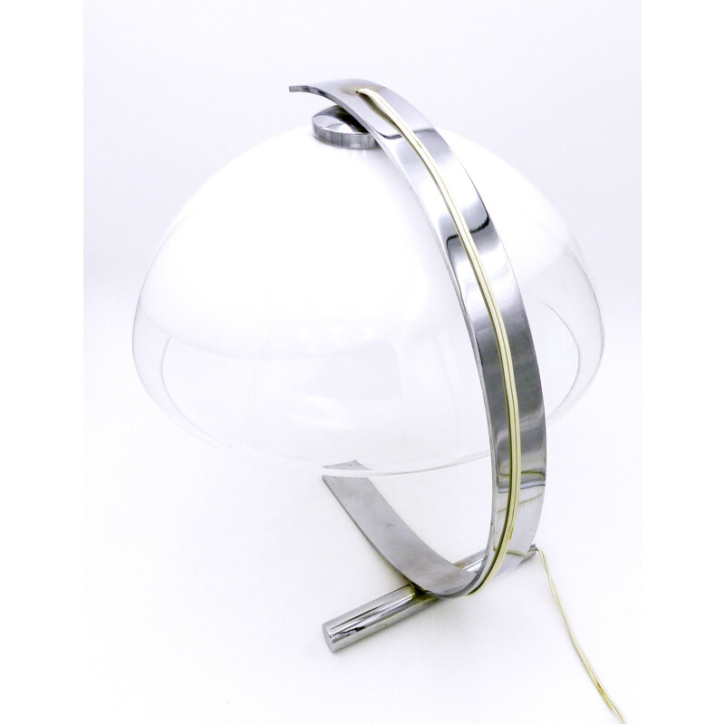 Vintage desk lamp in chrome and Murano glass, Italy 1970
