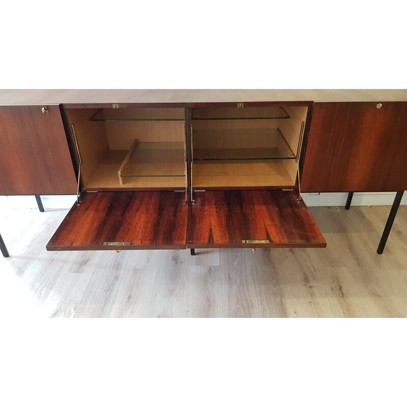 Vintage sideboard by Alain Richard in Rio rosewood, for TV, model Exportation 1950s