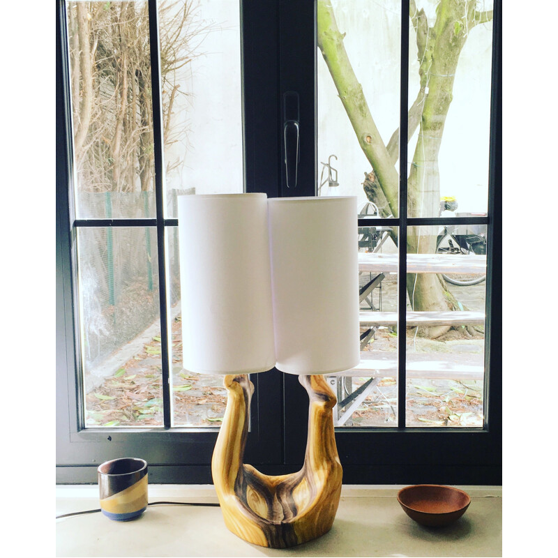 Vintage ceramic lamp by Grandjean Jourdan 