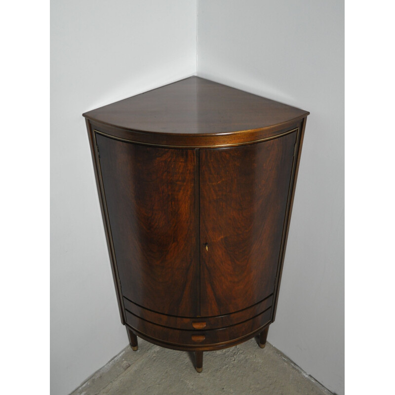 Armoire vintage d'angle en acajou, Danemark années 1960