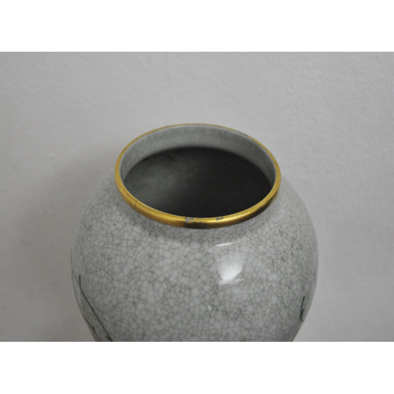 Vase vintage en porcelaine de vernis craquelé, Lyngby porcelaine 1930-40s