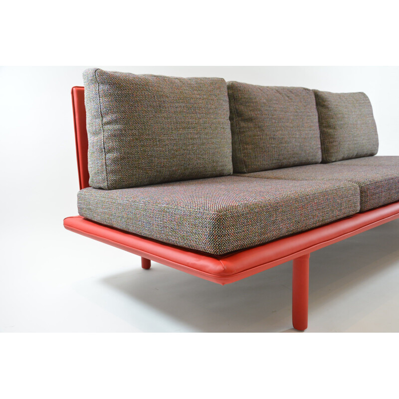 Vintage 3-seater Sofa tray flecked fabric 1970s