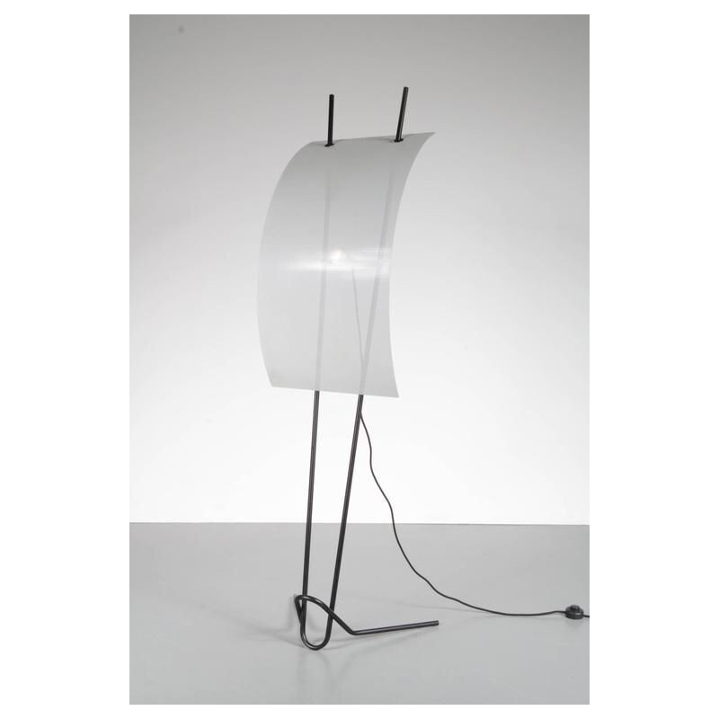 Vintage floor lamp in black lacquered folded metal by Mario Botta, Italy 1980