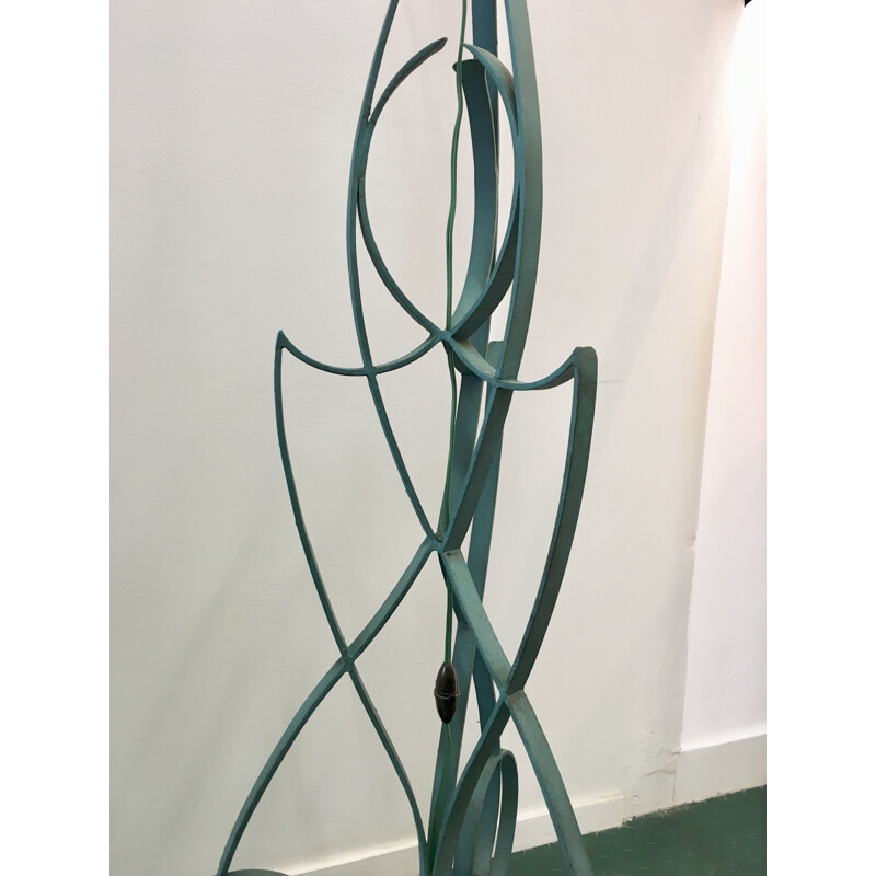 Vintage floor lamp Art Deco beaten iron 1930s