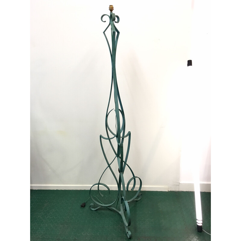 Vintage floor lamp Art Deco beaten iron 1930s