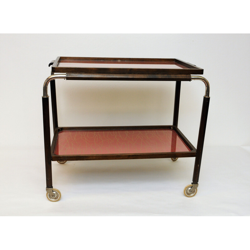 Vintage scandinavian trolley with red trays 1930