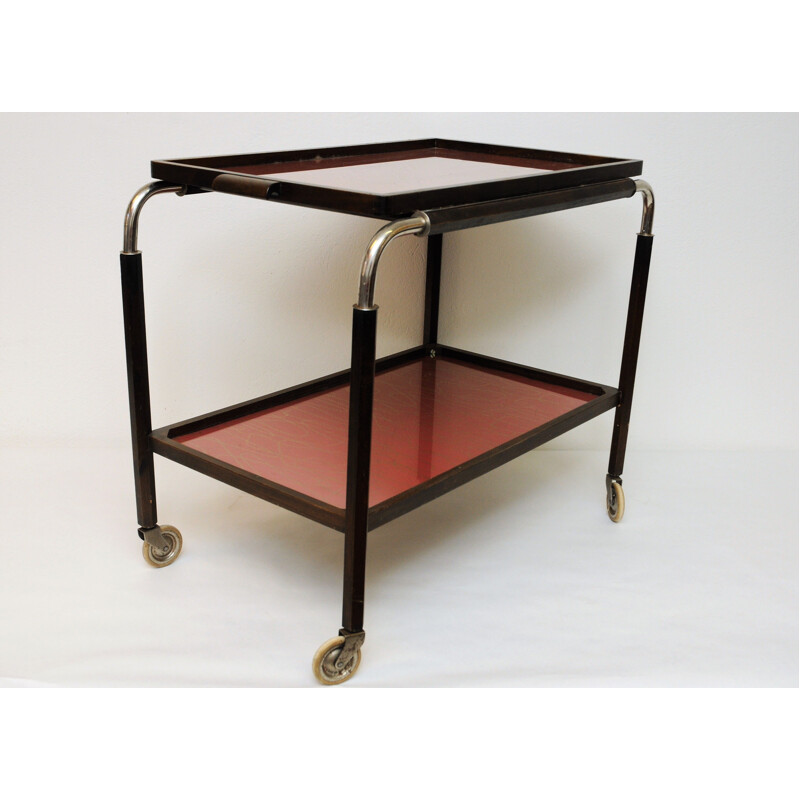 Vintage scandinavian trolley with red trays 1930