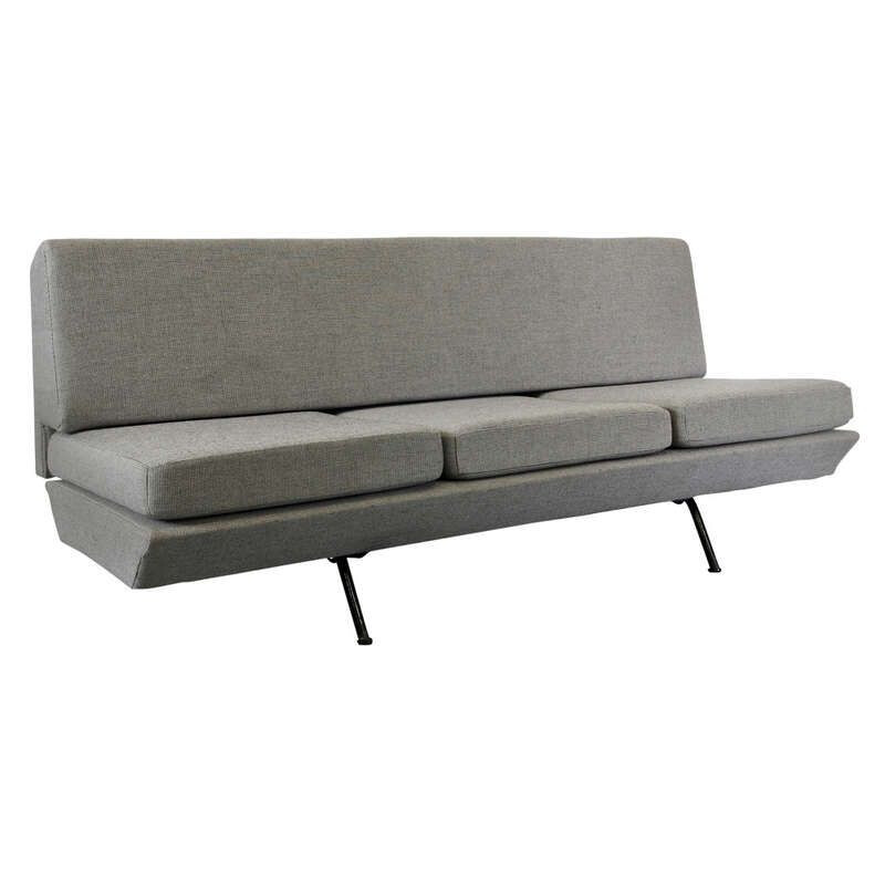 Vintage Sleep-O-Matic sofa for Arflex in gray fabric and metal 1950