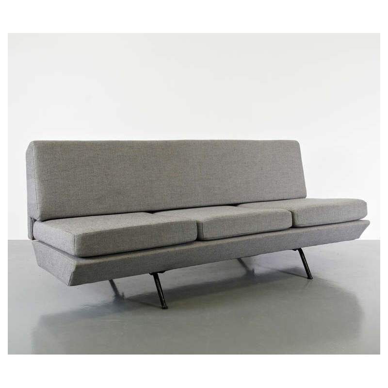 Vintage Sleep-O-Matic sofa for Arflex in gray fabric and metal 1950