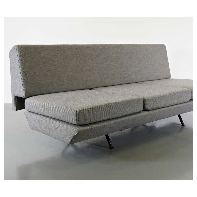 Vintage Sleep-O-Matic sofa for Arflex in gray fabric and metal 1950