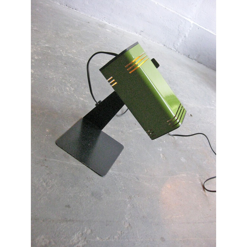 Adjustable lamp in black and green metal