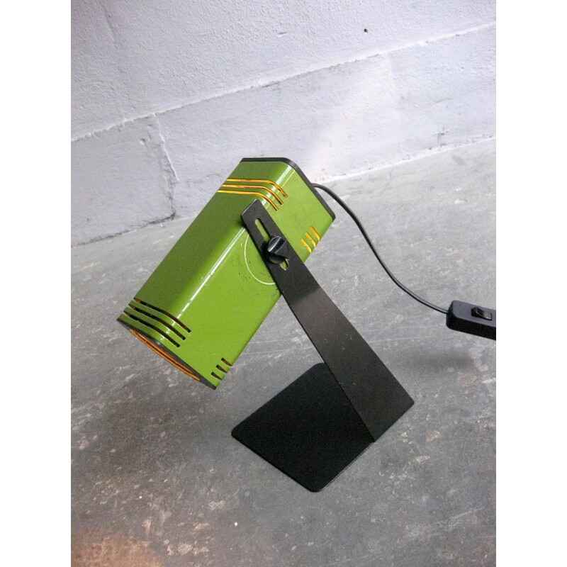 Adjustable lamp in black and green metal