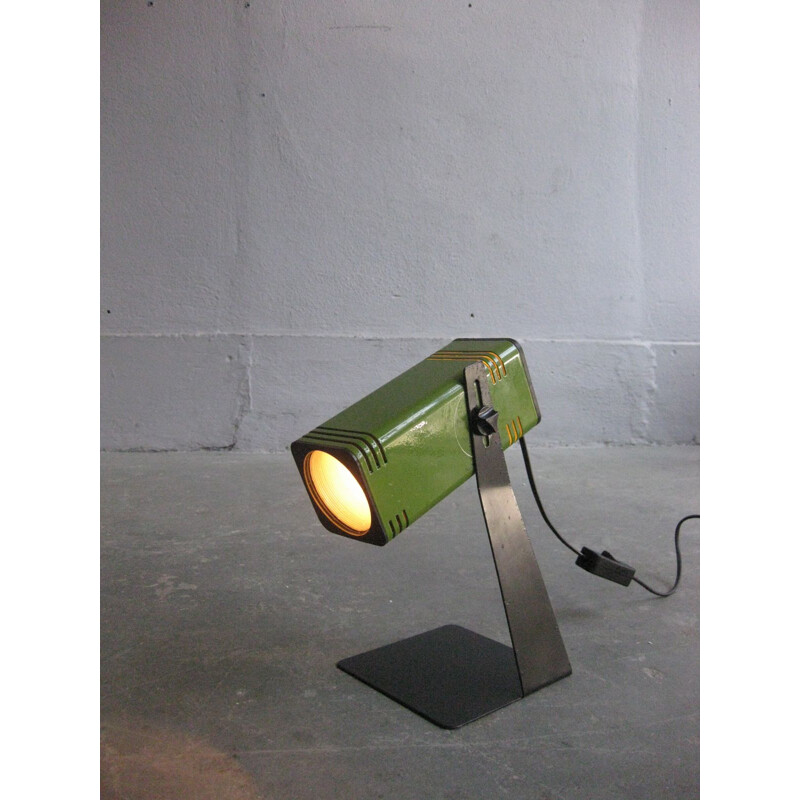 Adjustable lamp in black and green metal