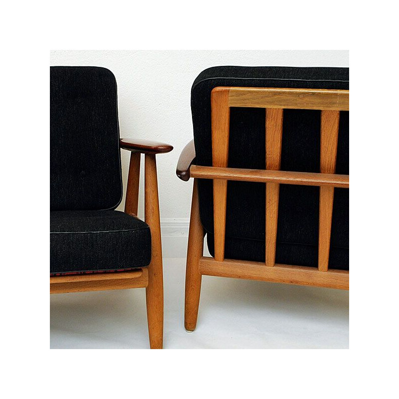 Pair of Cigar armchairs by Hans J. Wegner for Getama