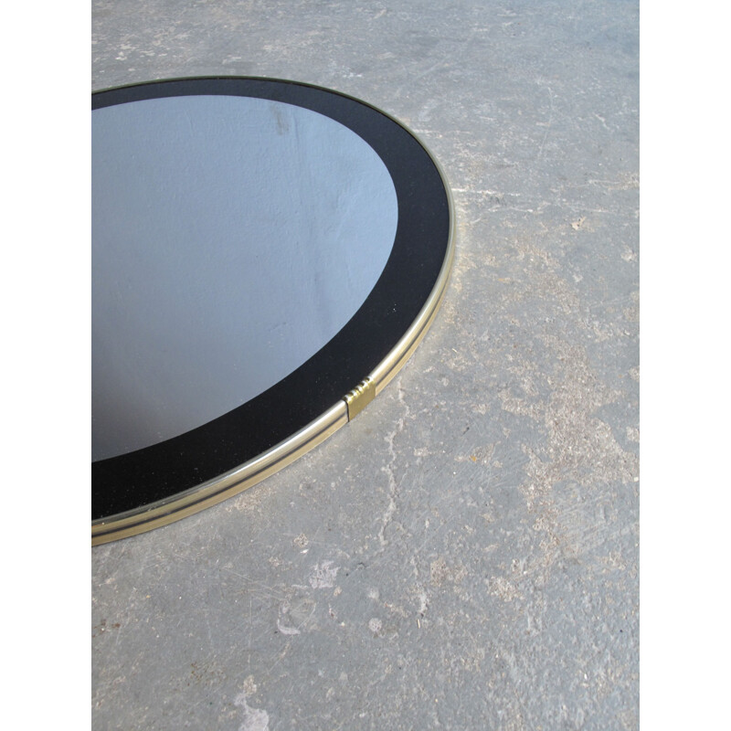 Vintage round mirror with black frame
