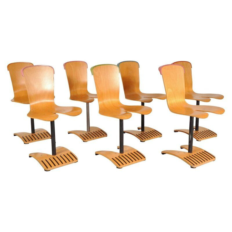 Set of 7 vintage chairs by Ruud Jan Kokke