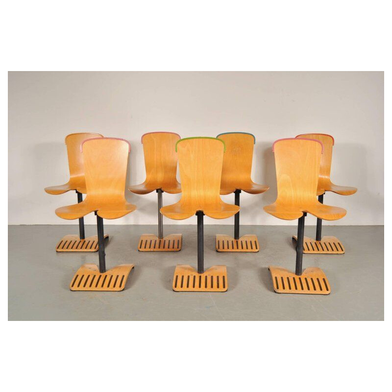 Set of 7 vintage chairs by Ruud Jan Kokke