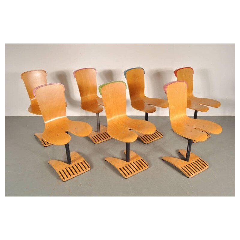 Set of 7 vintage chairs by Ruud Jan Kokke