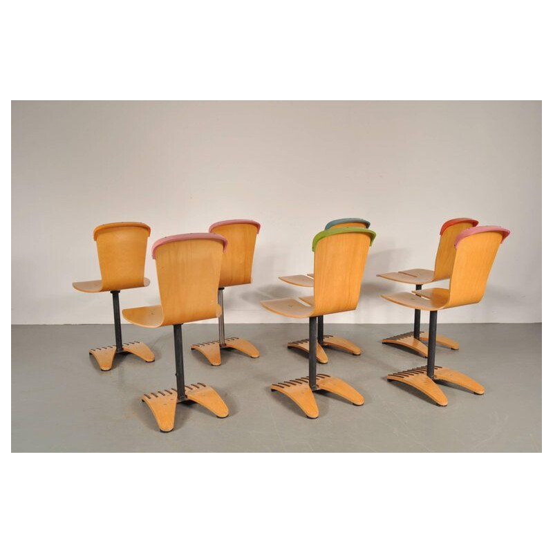 Set of 7 vintage chairs by Ruud Jan Kokke