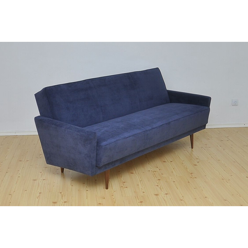 Canapé-lit bleu en hêtre