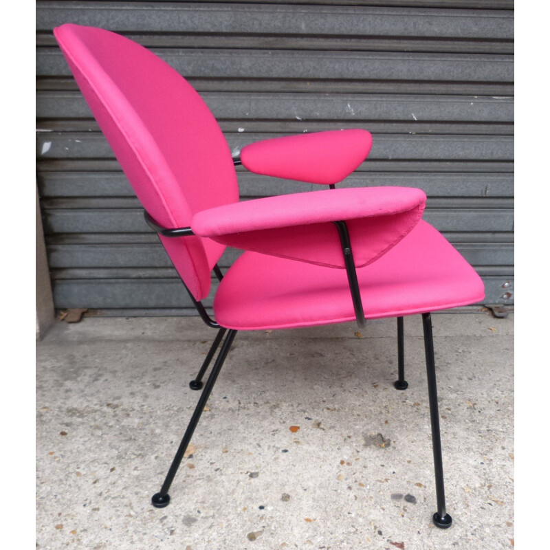 Pair of pink Kembo armchairs, H.W. GISPEN - 1955