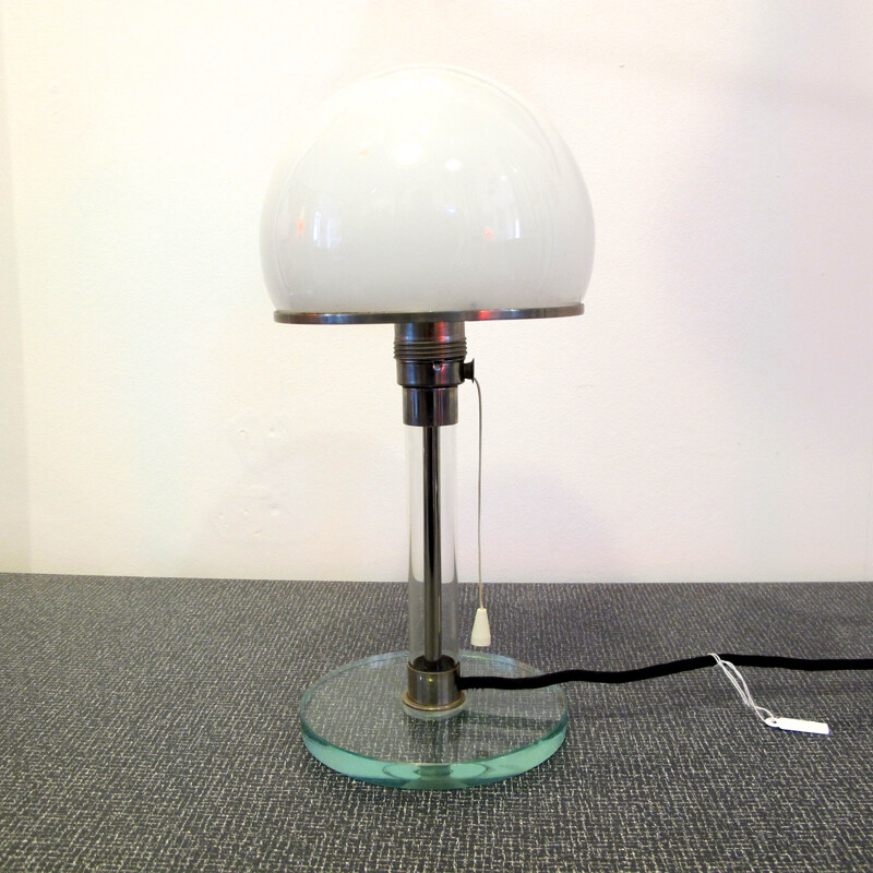 Desk lamp in opaline, metal and glass, Wilhem WAGENFELD & Carl Jakob JUCKER - 1930s