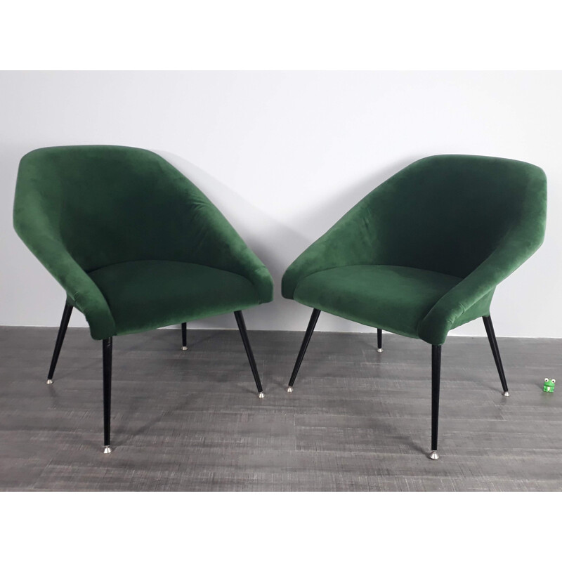 Pair of green EWA low chairs