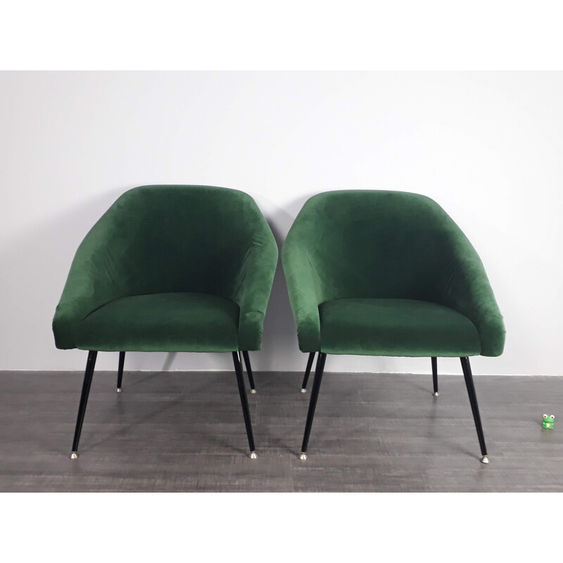 Pair of green EWA low chairs