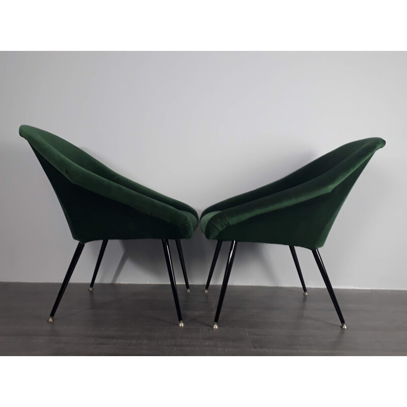 Pair of green EWA low chairs