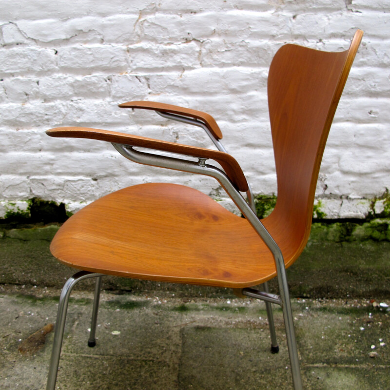 Chair 3207 in teak and metal, Arne JACOBSEN - 1960s