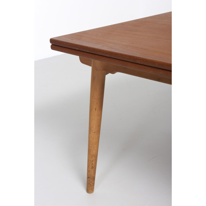 Vintage danish AT 312 table for Andreas Tuck in teak and oak 1950