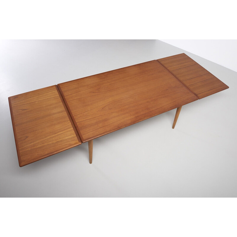 Vintage danish AT 312 table for Andreas Tuck in teak and oak 1950